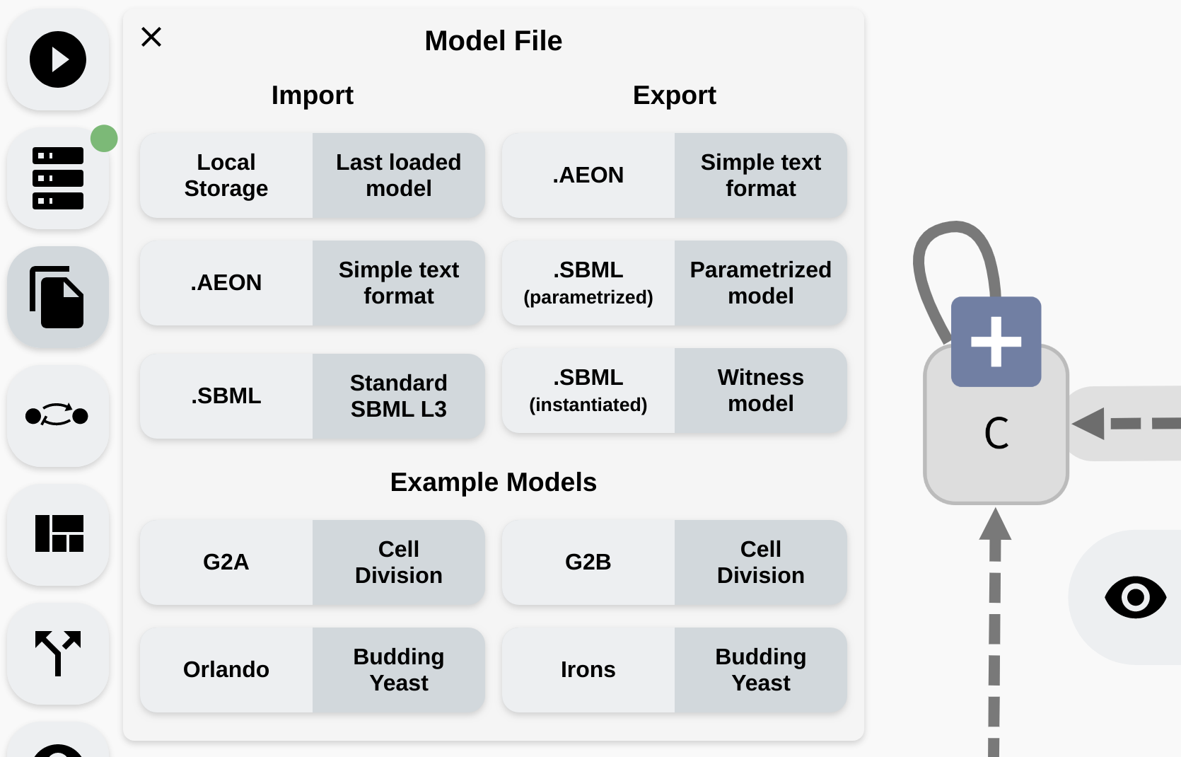 Import/Export panel